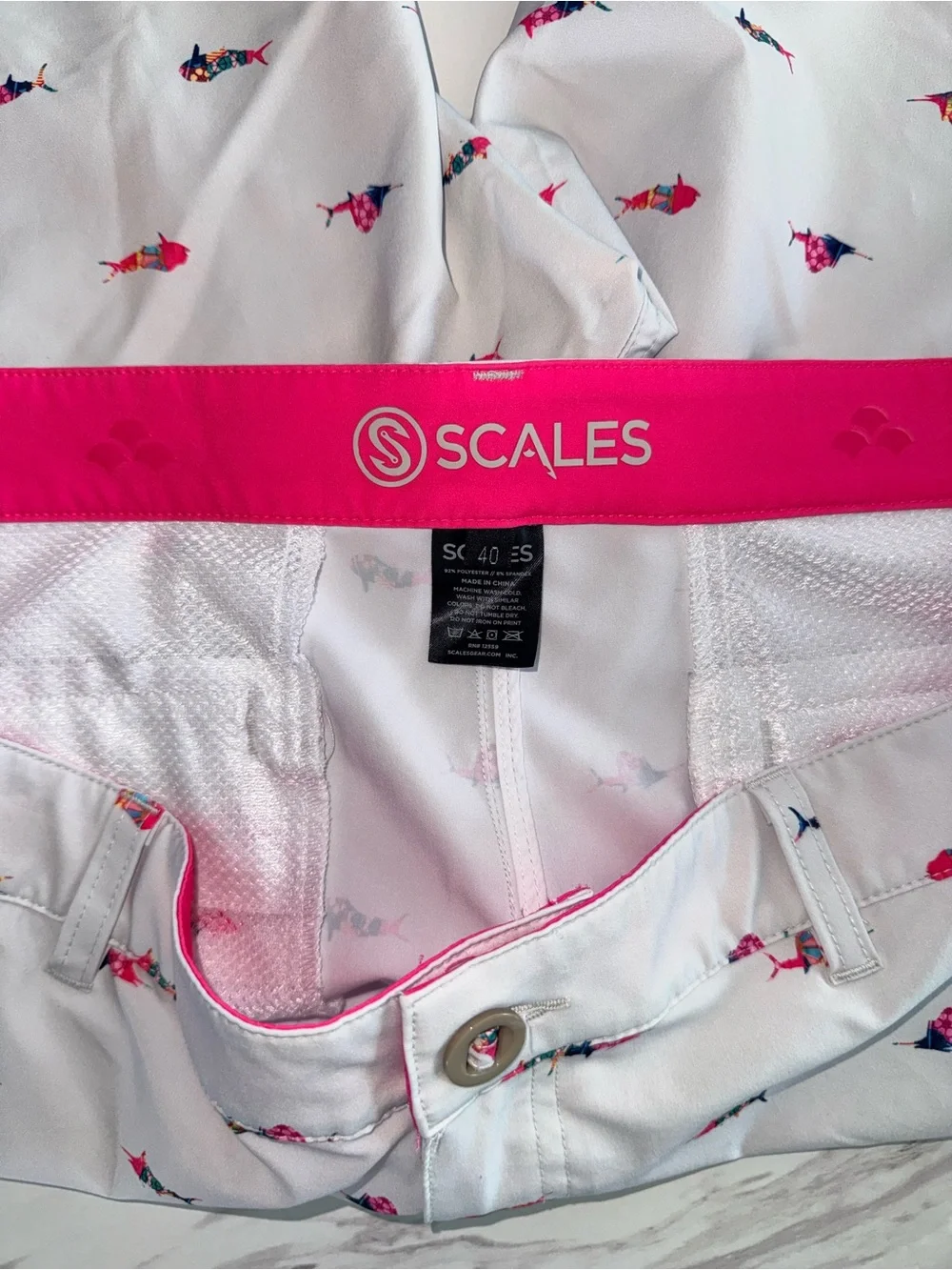 Scales Gear Mens Fish Print Performance Board Shorts Swim Size 40